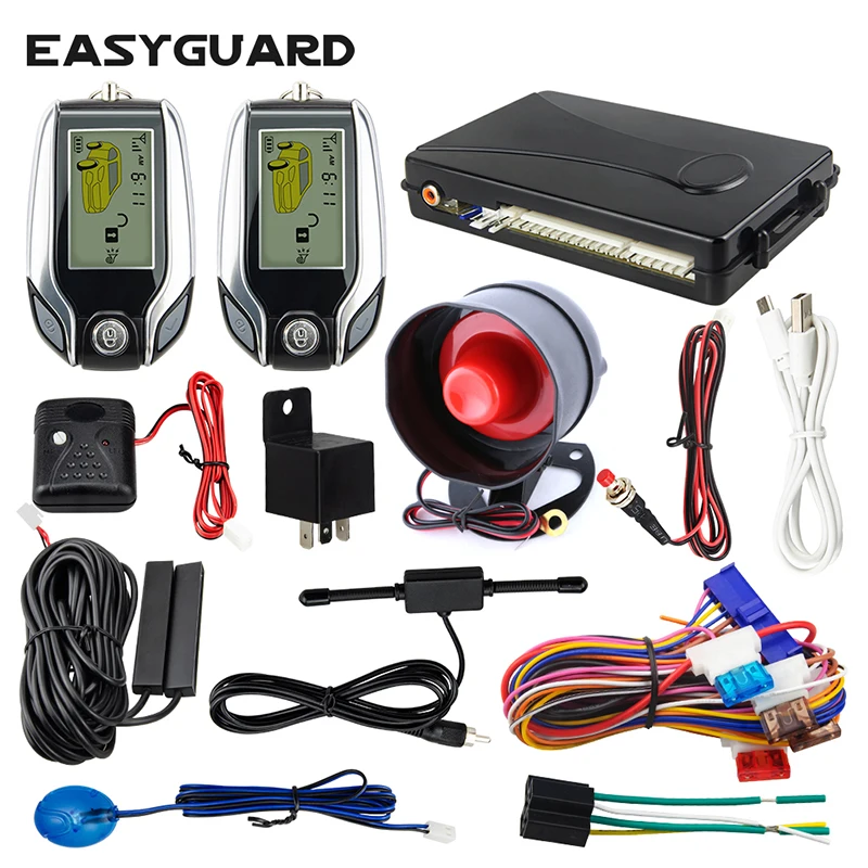 Easyguard 2 Way Lcd Pager Display Remote Start Car Alarm System Dc12v - Buy  Led Indicator,Shock Sensor Warning,Remote Control Product on Alibaba.com