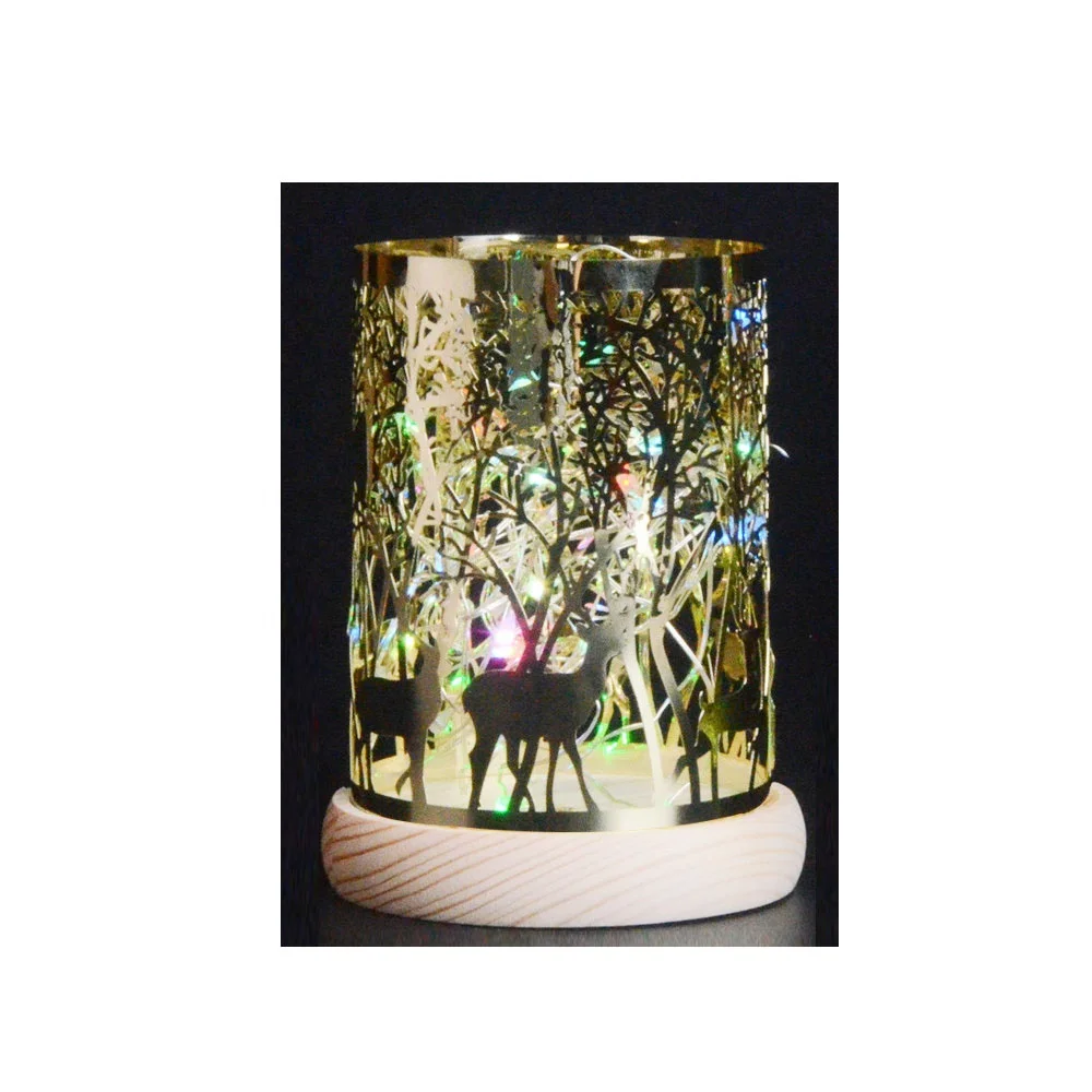 Custom metal laser cut christmas reindeer lantern led battery light candle holder for Home decor