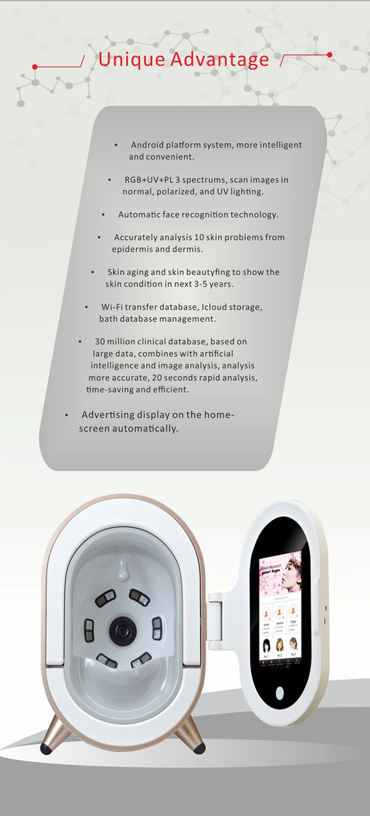 3d facial skin analyzer Facial Magic mirror Machine M9 For Sale beauty Skin Testing Analysis Machine