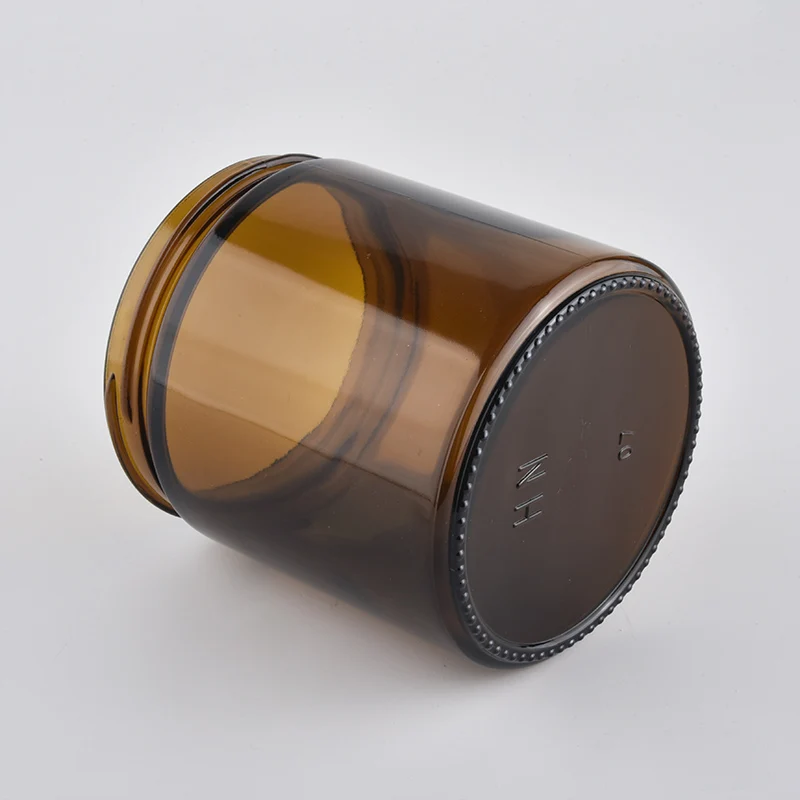 Wholesale Amber Glass Candle Container With Lid
