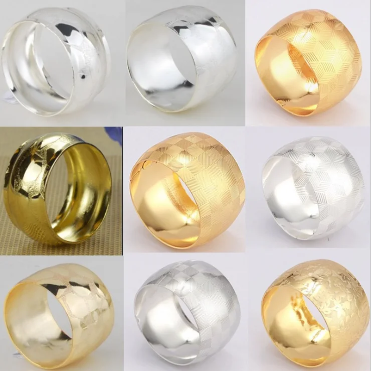 Hotel restaurant banquet gold silver plated napkin rings for weddings