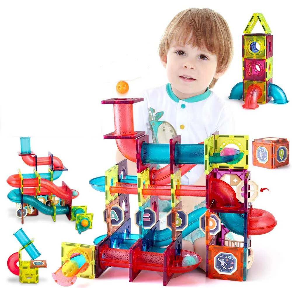 
77 PCS STEM Magnetic Marble Run Toys Building Blocks Kit for 3+ Kids 