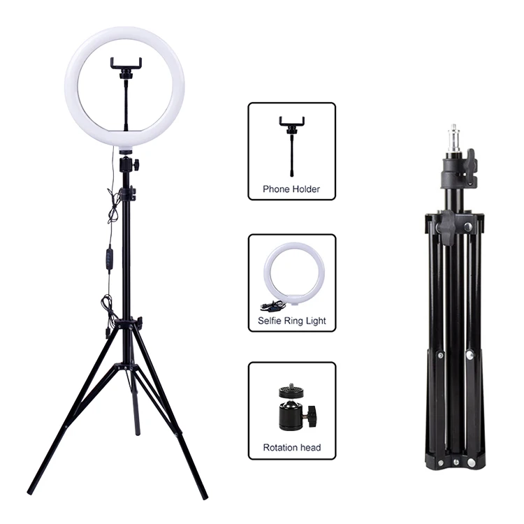 
Professional live broadcast ring light fill lamp 10 inch photo studio selfie led ring light with tripod stand 