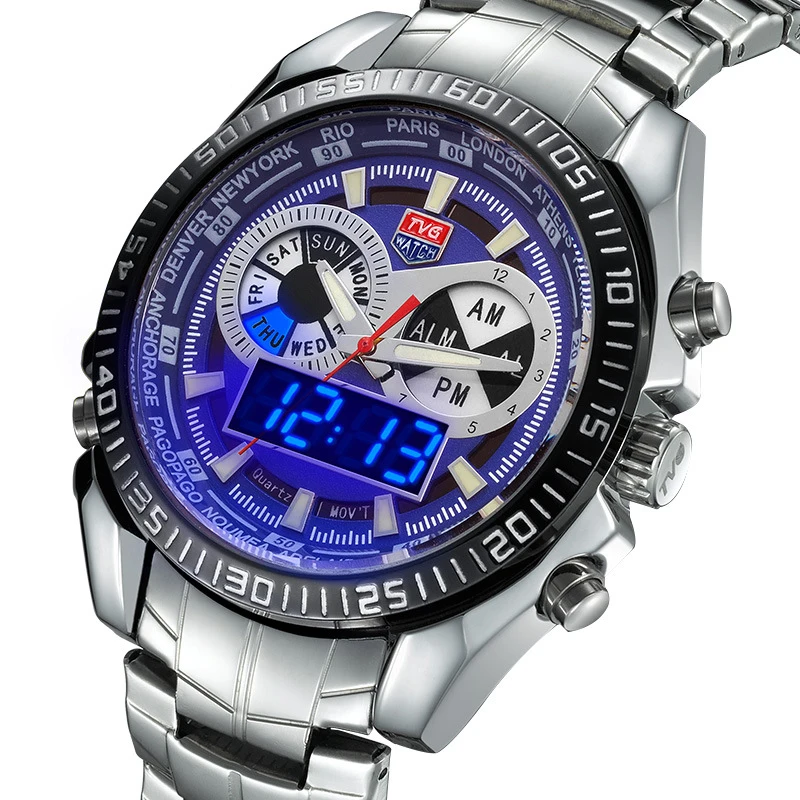 mens stainless steel digital watches