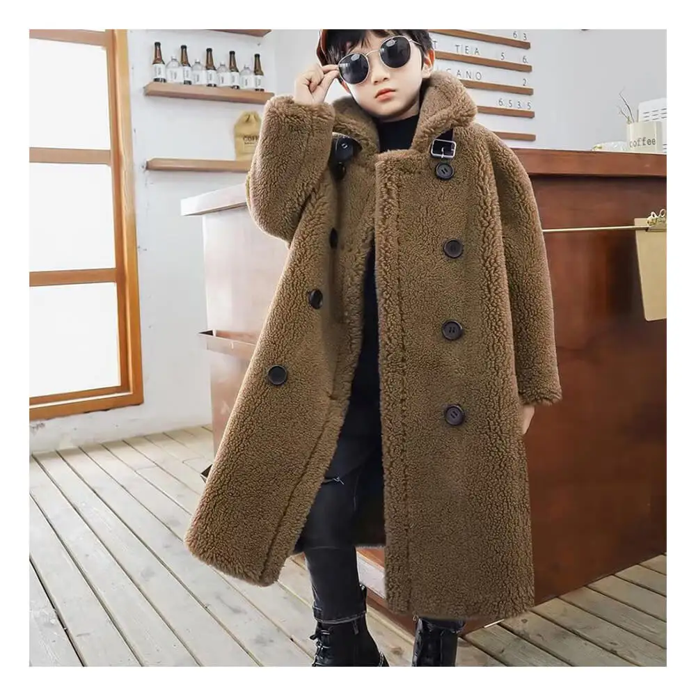 Baby Boys Fur Jacket - Real Sheep Shearling Fashion Coat