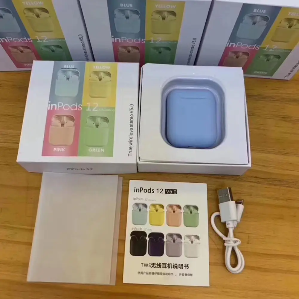 Frosted Colorful Inpods 12 Wireless Earphone Earbuds Touch Control Tws Inpods12 Headphone 5.0 