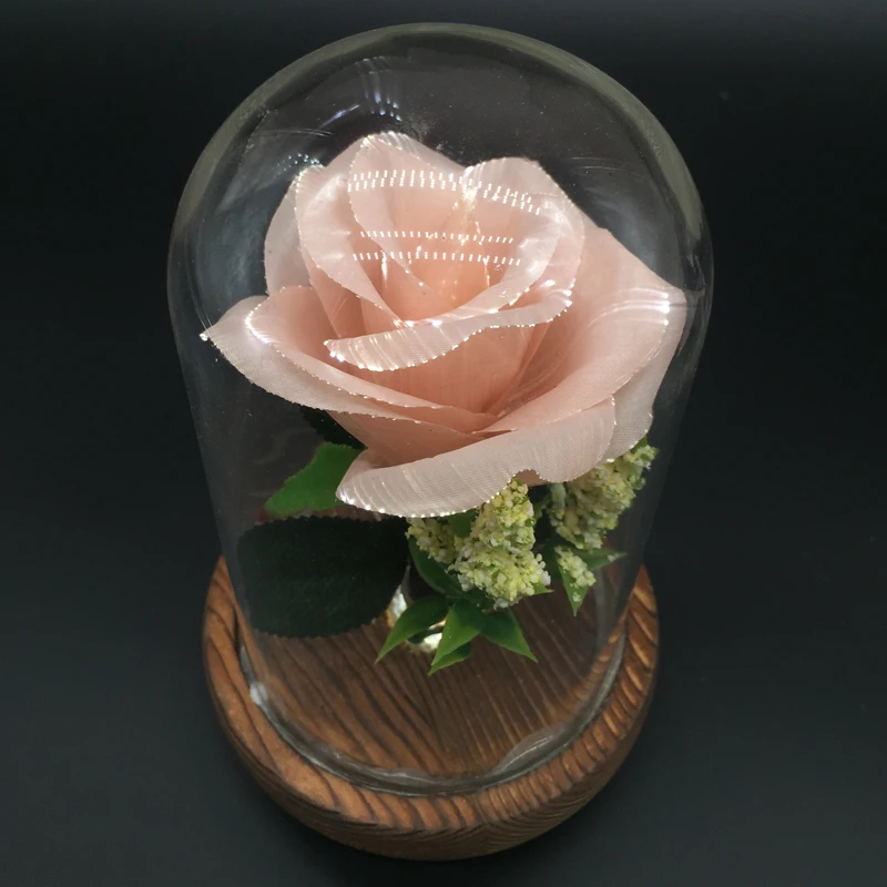 Valentine's Day Rose In Glass Globe Led Fiber Optic Flower Lamp Wedding