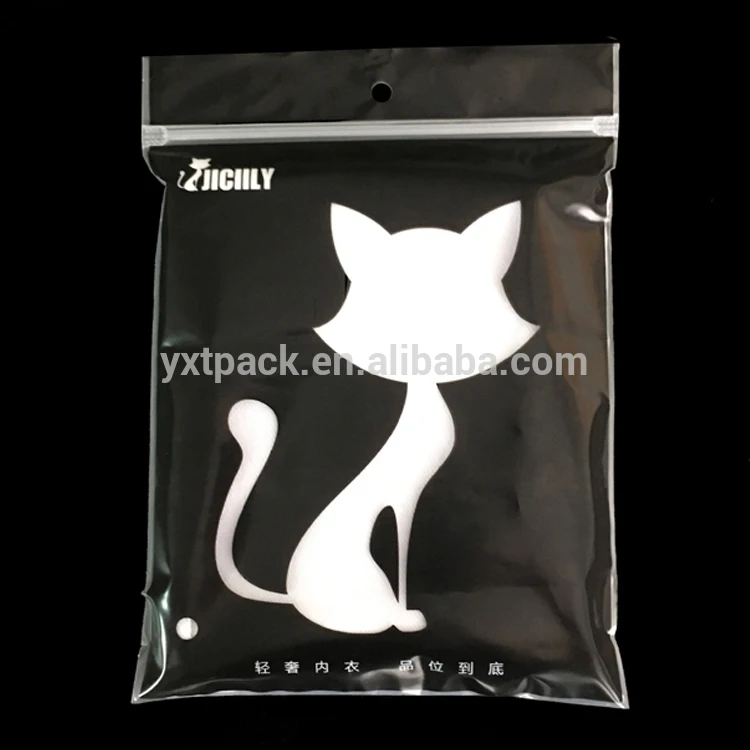 CPE Slide Zip Lock Plastic Packing Pouch Reclosable Frosted Clear Garment/Sock Packaging Zipper Bag With Printing And Logo