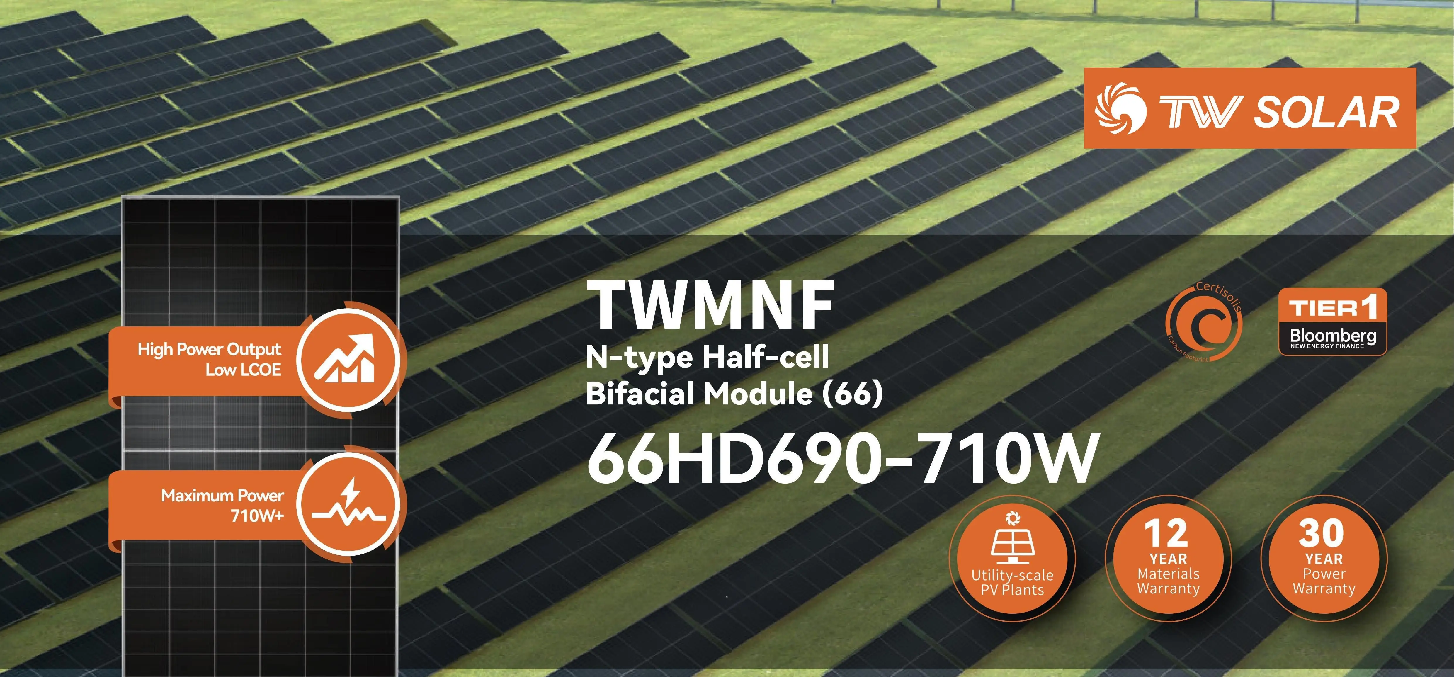 通威用于Topcon N型双面半电池板TWMNF-66HD 700W-725W双玻璃光伏太阳能组件| Alibaba.com