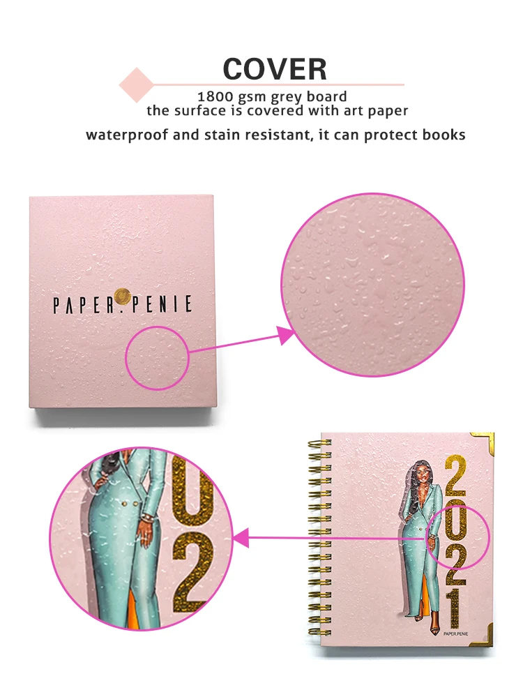 Pink Box for Planner+carton Box Gift Notebooks Printing Design Hot Sell A4 Art Paper Mixed Color details