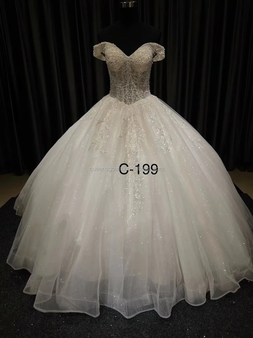 glitter lace wedding dress
