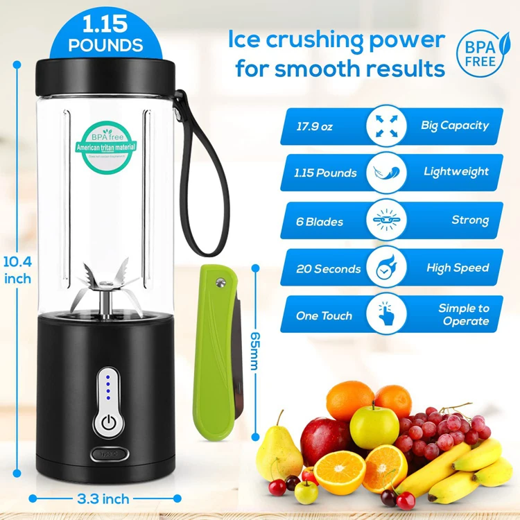 Mini Fresh Juice Blender Machine Bpa Free 530ml Tritan Cup Electric
