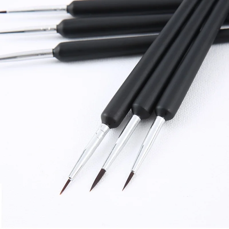 6 Pieces Round Shape Black Handle Detail Liner Paint Brush Set