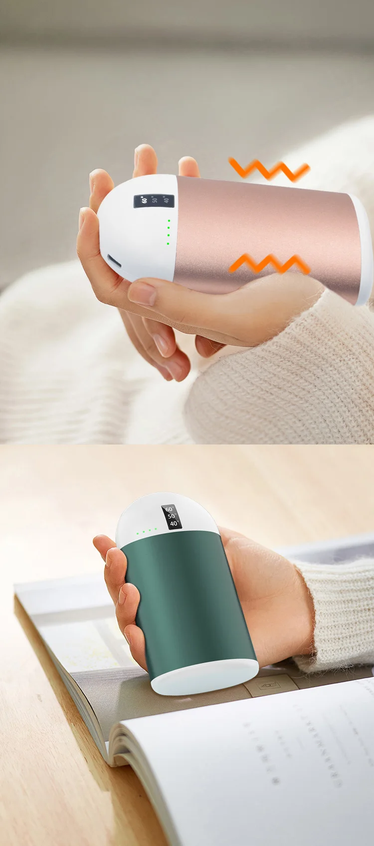 Temperature Display 10000mah Usb Rechargeable Massage Hand Warmer ...