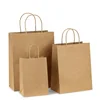 Wholesale custom recyclable gift shopping packaging plain brown kraft paper grocery bags with handle