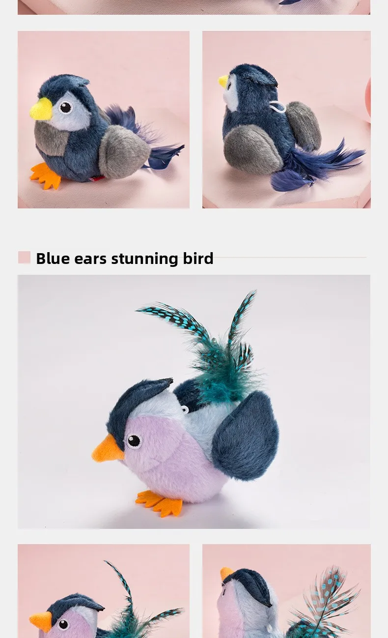 Eco-Friendly for Bestseller Pet Toy Squeaky Bird Plush Cat Wand for Boredom Relief Self-Entertainment Cat Entertainment