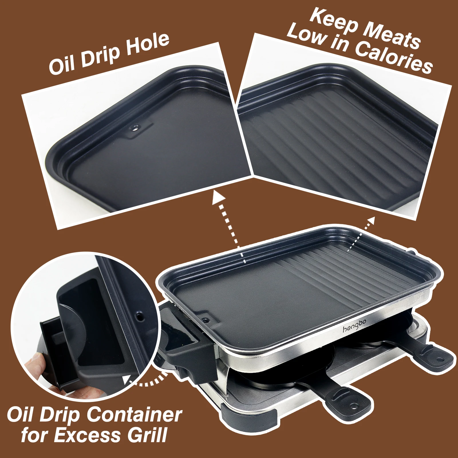 Electric Raclette Grill For 8 Person Use,Raclette Grill Nonstick Plate