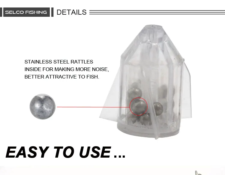 Fishing Rattles Worm Jig Fishing Lure Plastic Rattles Shake Metal Ball