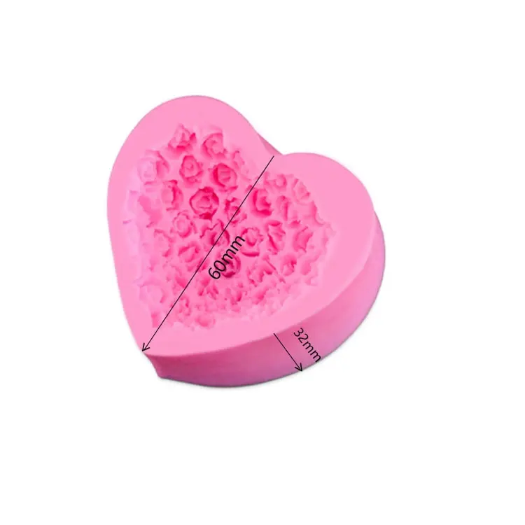 S15 Rose Love Heart Shape Silicone Mold Cake Tools Soap Cake Chocolate ...