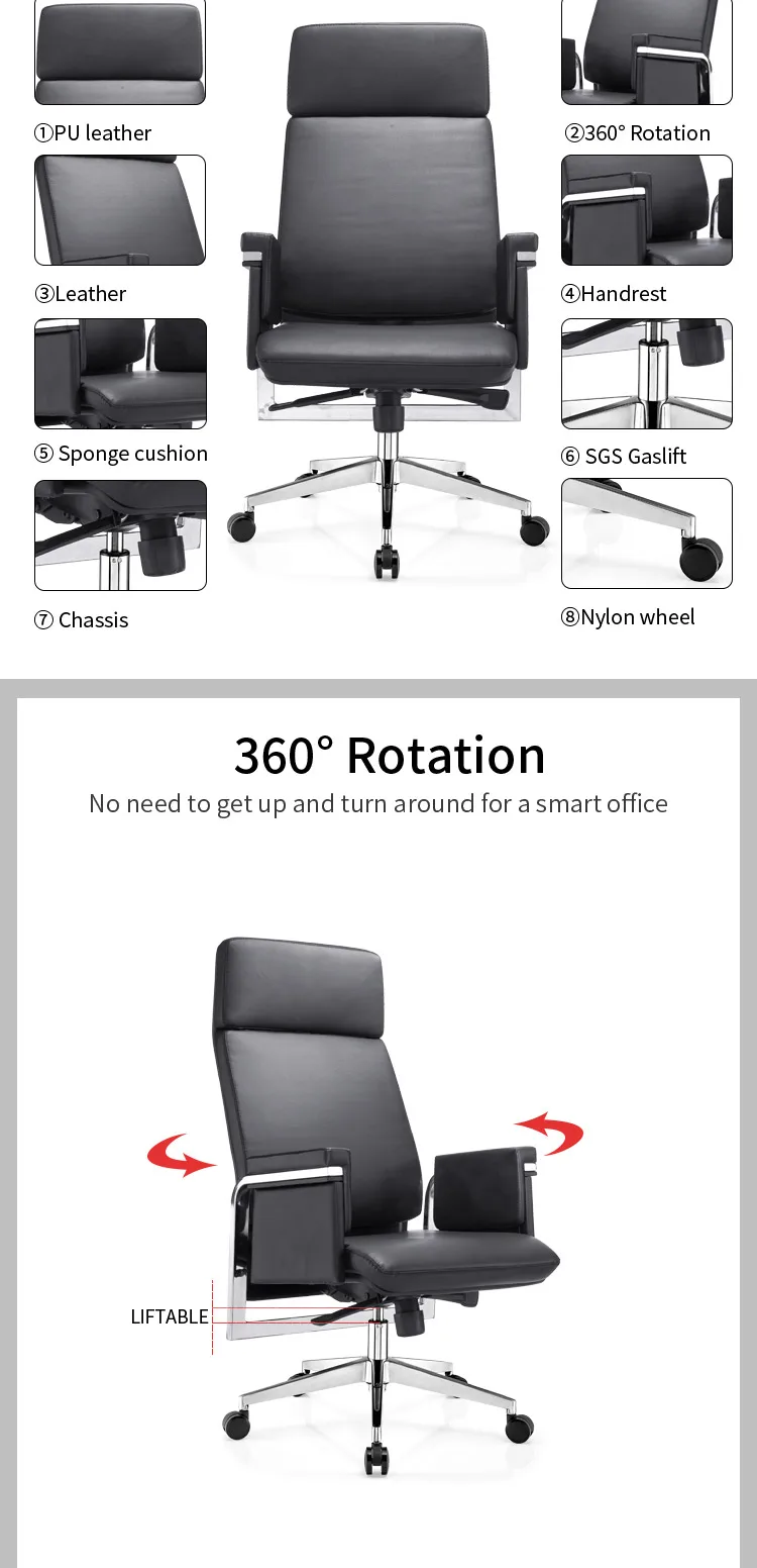 Pengpai 2020 Tilting Mechanism Black Smart Office Furniture Swivel Executive Chair