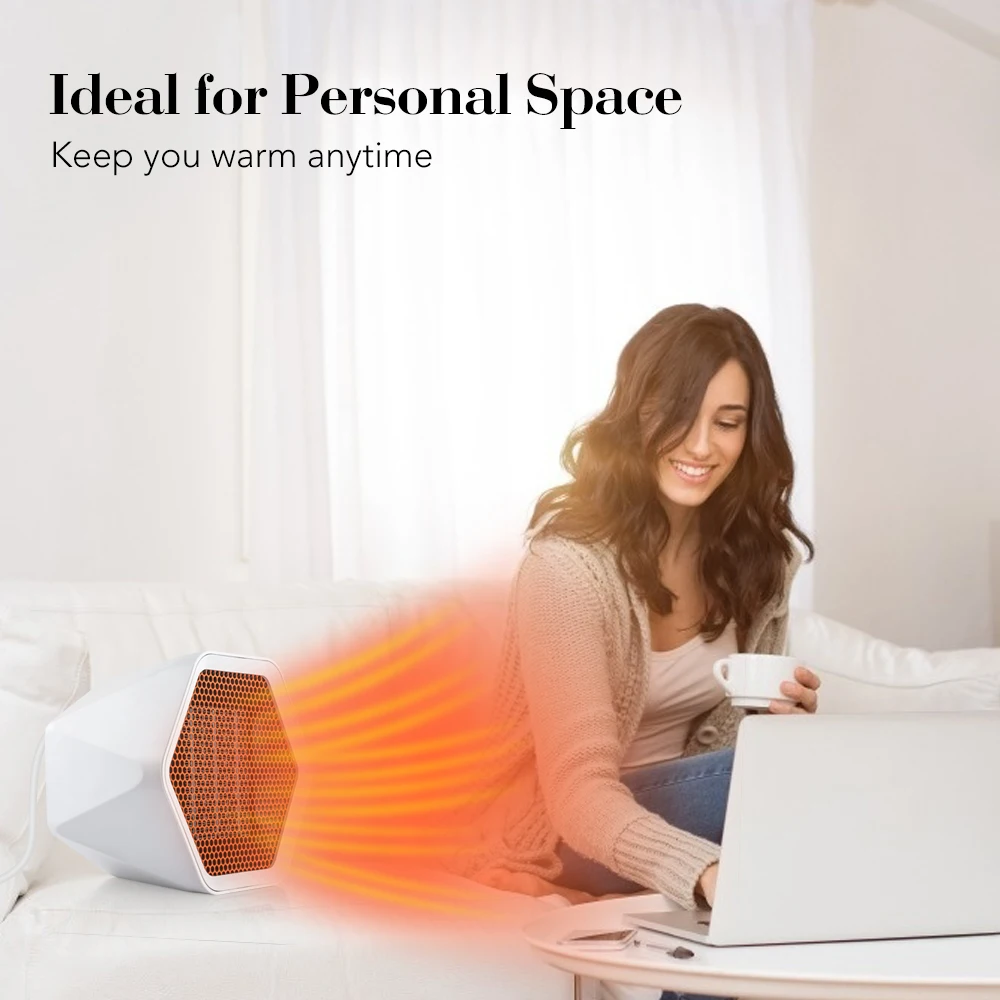 Dropshipping Wall Charger Desk 12V Dc Small Quiet Portable Circulation Fan Heater Mini Fan Electric Heater