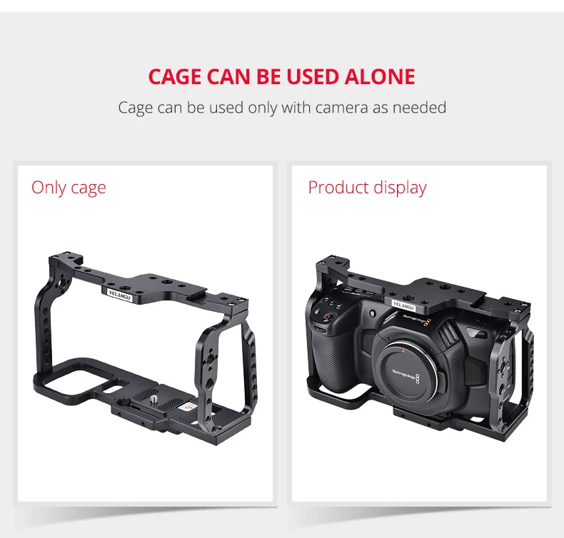 YELANGU C9 Aluminum alloy Camera Cage For for Blackmagic Design Pocket Cinema Camera BMPCC 4K 6K Cage Rig