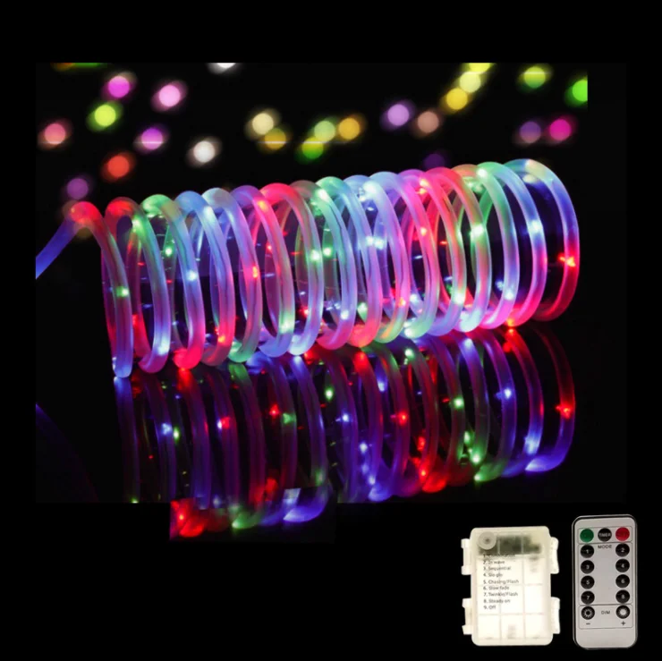 Rainbow Remote Control String Tube Box Light Battery Amazon 8 Functions Tube PVC Rope Lights