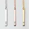 Vertical Bar Jewelry Custom Personalized 26 Initial Letter Pendant Gold Color Charm Necklace Bridesmaid Gift