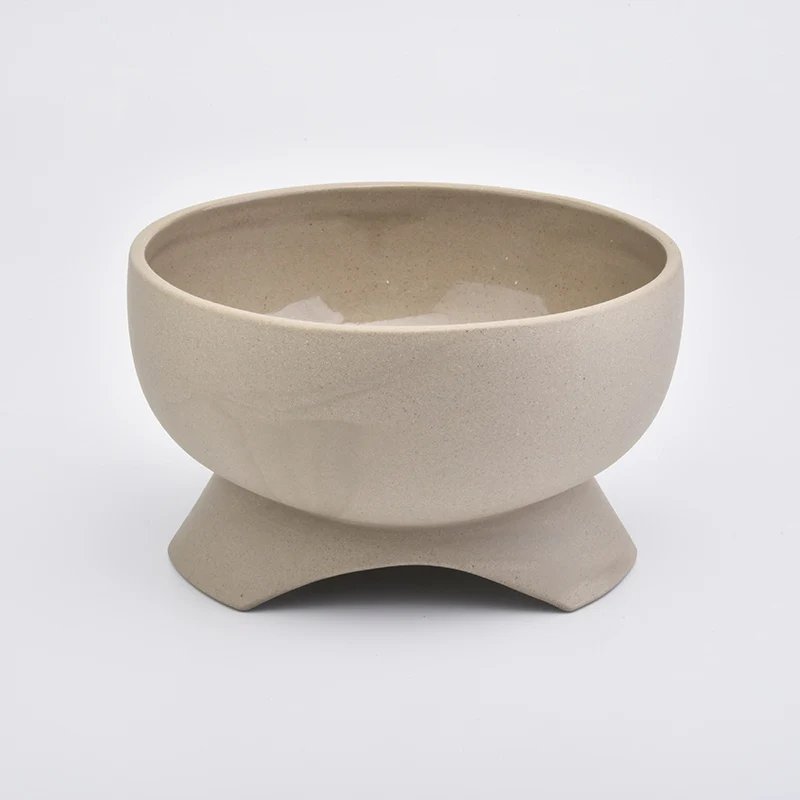 Large Footed Sandy Ceramic Candle Holder Home Decoration Centerpieces