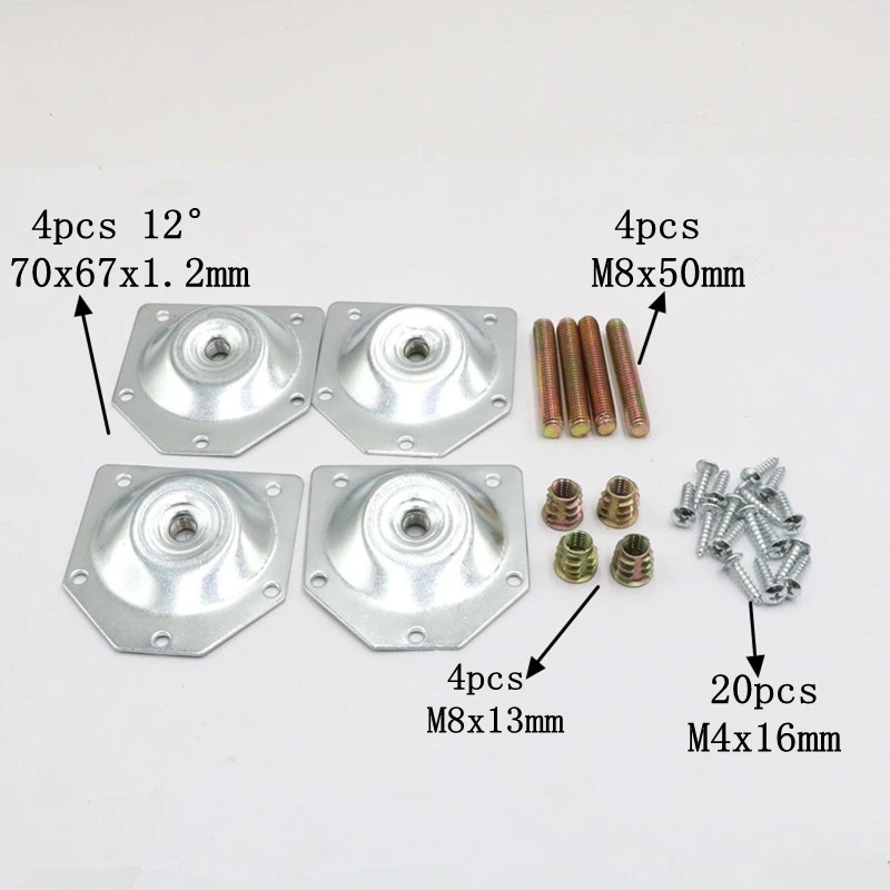 Leg Furniture Legs Mounting Plates Attachment With Hanger Bolts Screws