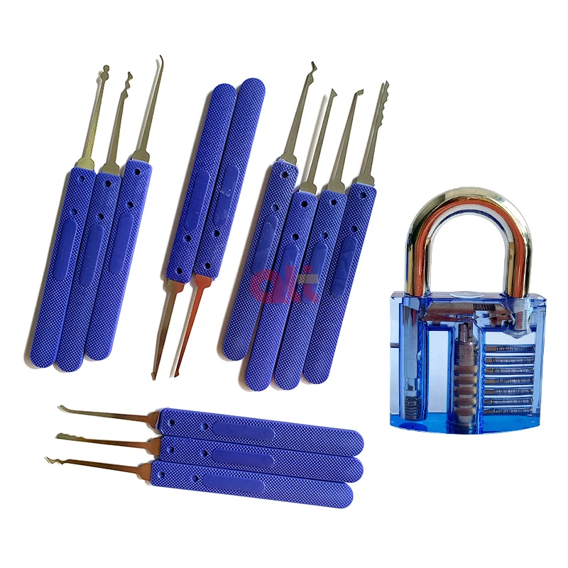 12pcs Blue Lock Pick Set,Stainless Steel Locksmith Supplier Unlock Lock