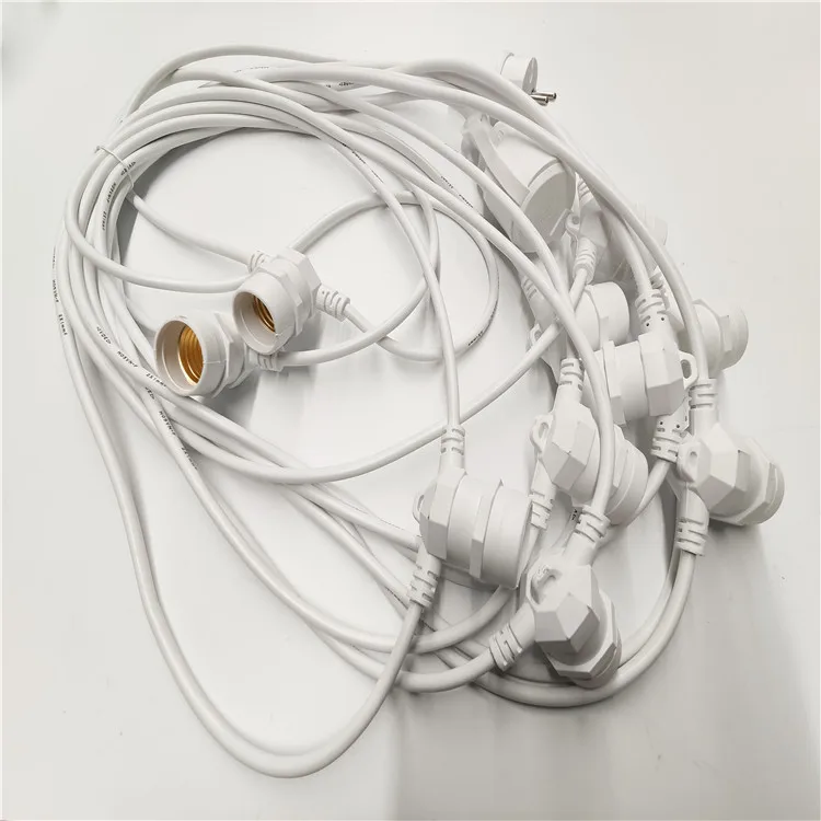 Waterproof white cable Ip44 E27 led copper lamp band led string light lamp holder For Outdoor Holiday and Christmas Decoration