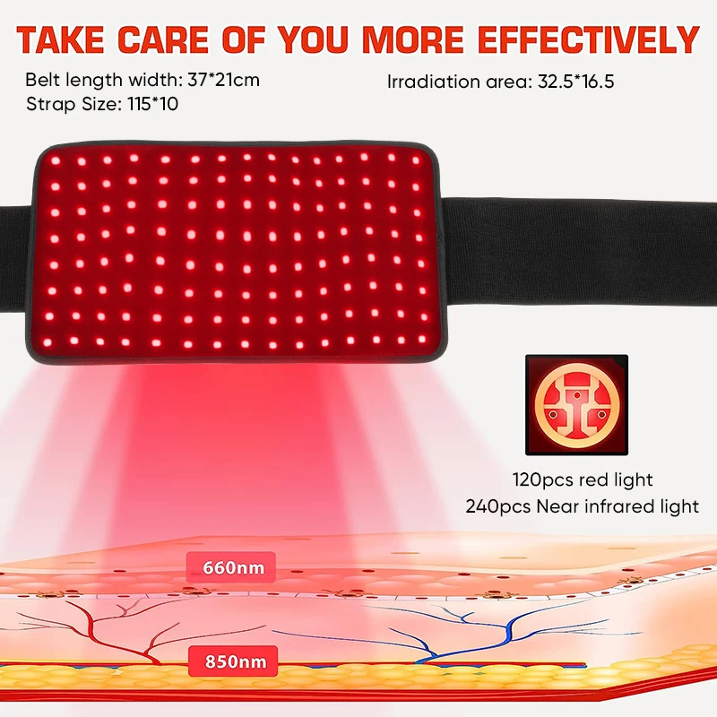 Custom Logo Weight Loss 660nm 850nm Timer Flexible Belt Red Therapy