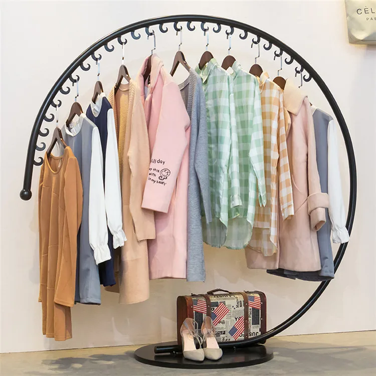 Clothing Shop Metal Round Clothes Display Rack Hanging Clothes Rack