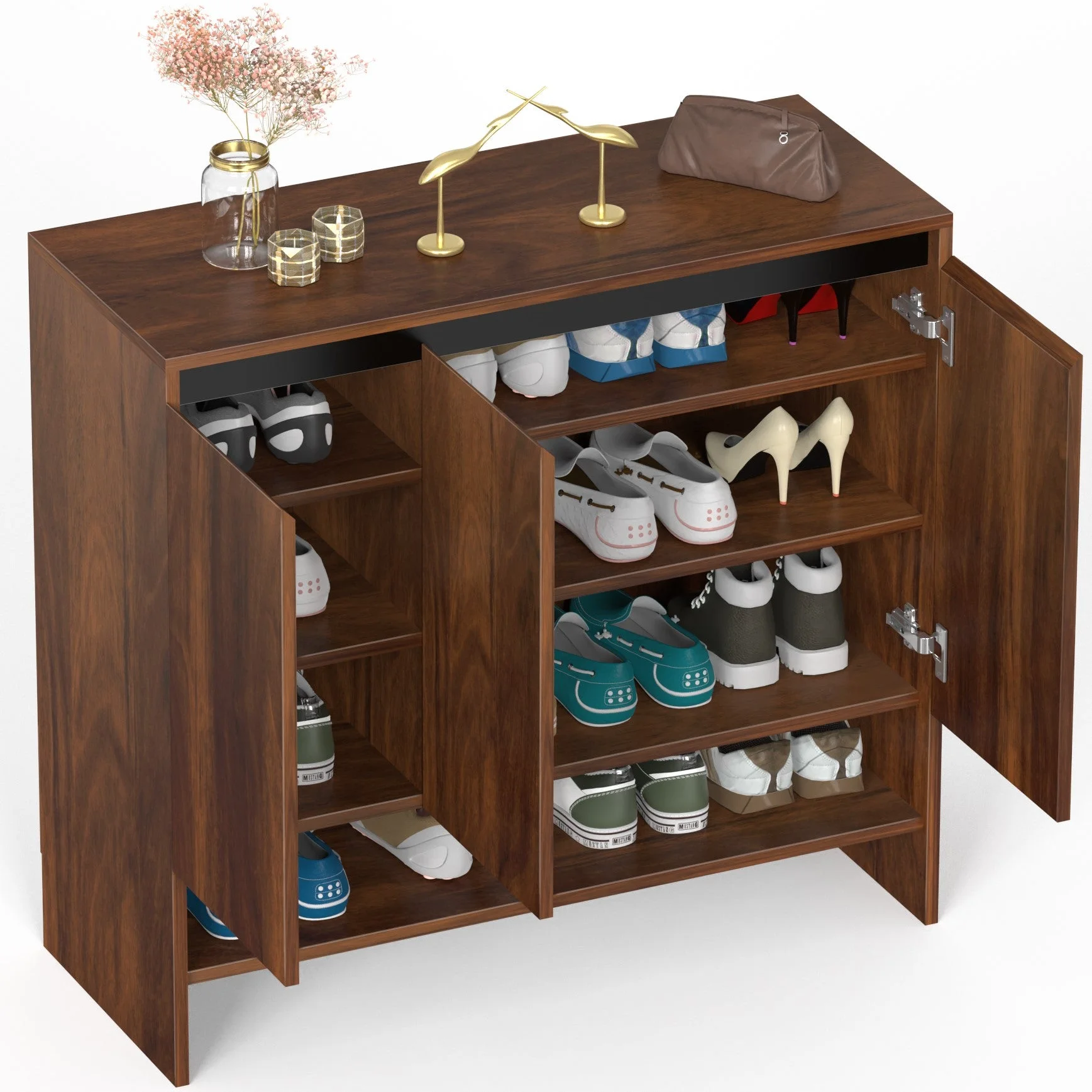 Mavis Rack Mavis Engineered Wood 3-Door Shoe Rack Cabinet Durable MDF Living Room ...