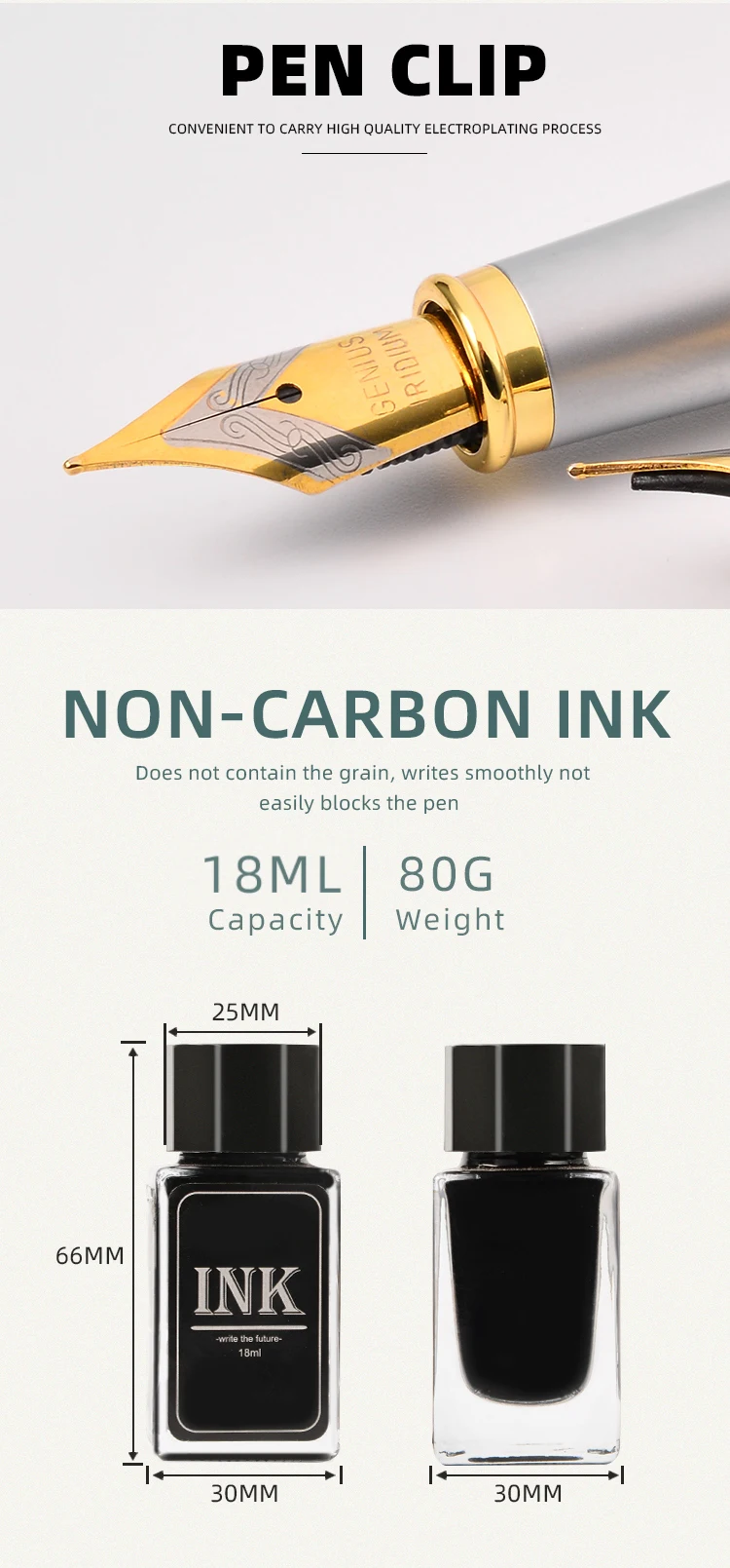 2022 Business Promotional Gift Pen With Box Set Luxury Calligraphy Fountain Pen Ink Cartridge Gift Metal Pen Set