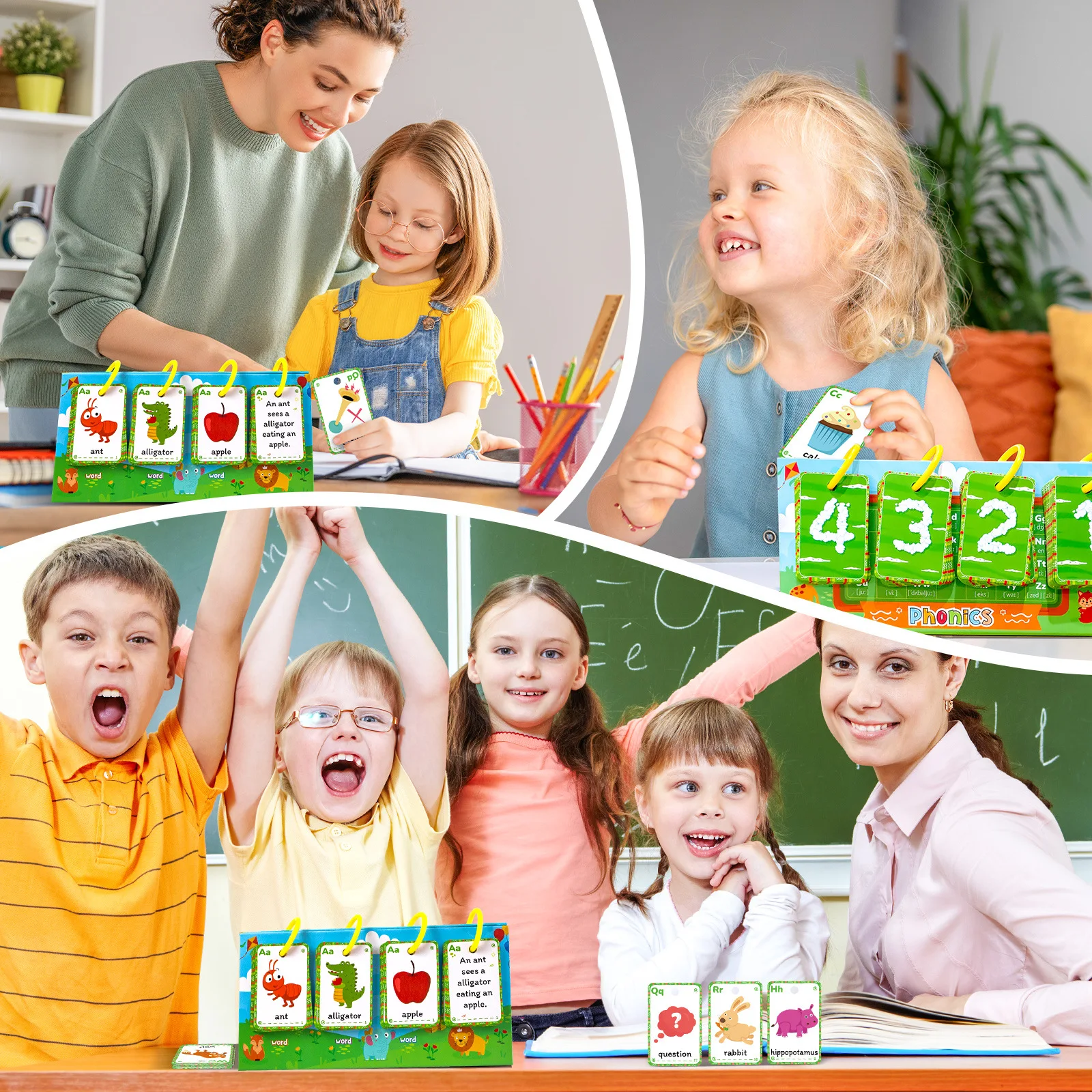 product 104pcs nature spelling words sentences desktop education card english illustration childrens early cognitive parent child-27