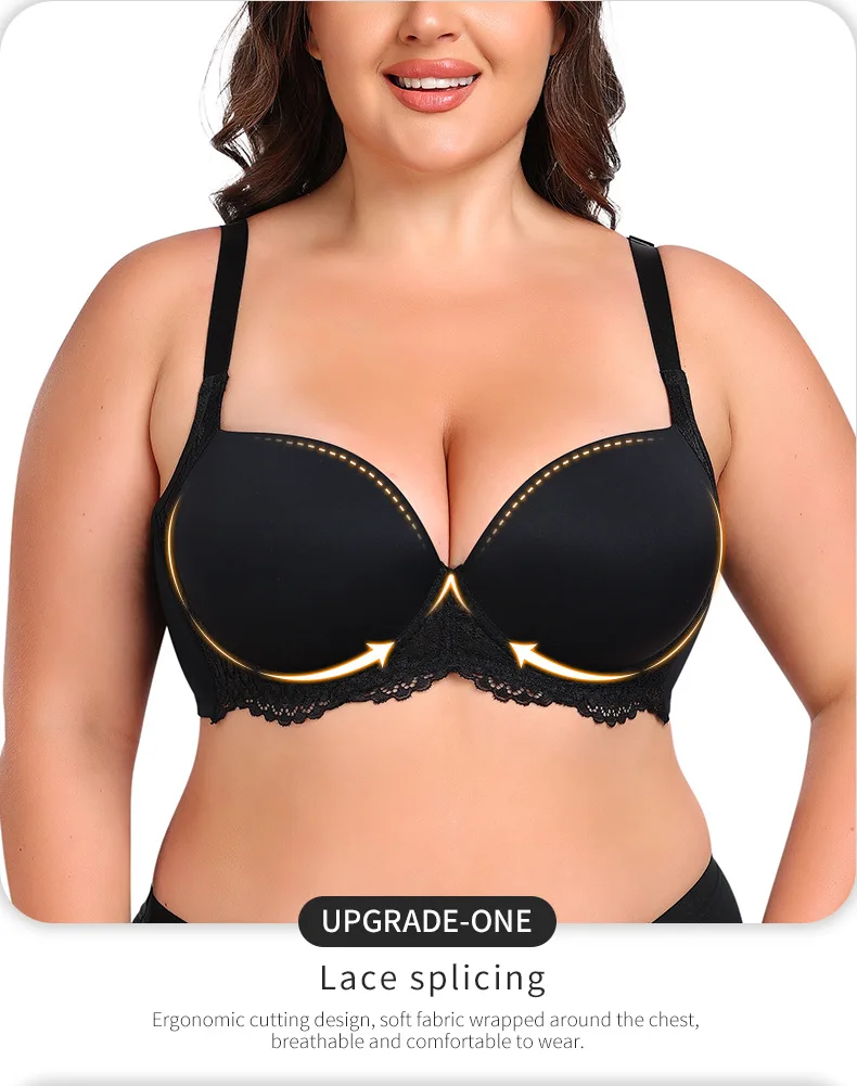 Cross-Border Large Size Bras Anti-Sagging & Breathable V2109005 Model with Steel Ring & Gathered Cups for Large Chest Wholesale