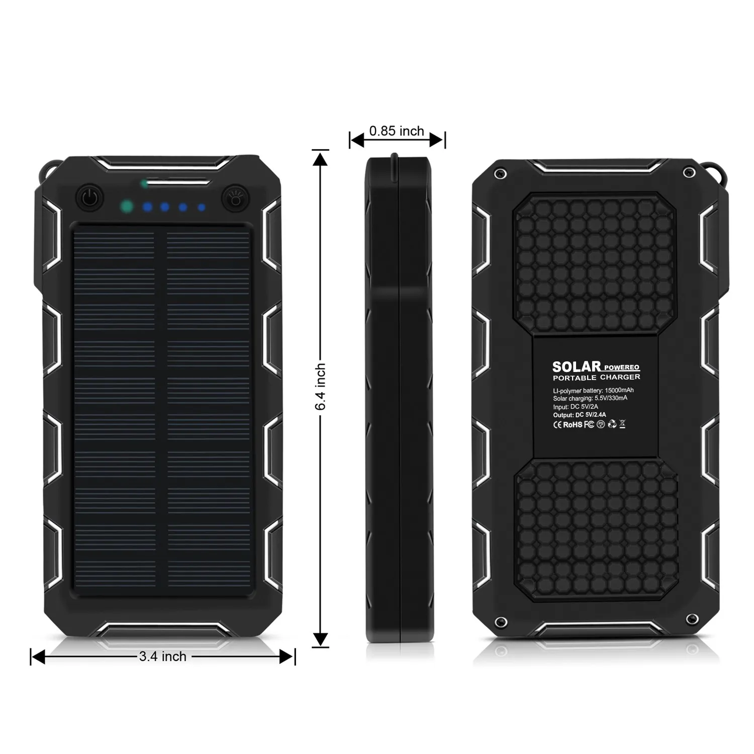 Large capacity 12000mah DN25 solar power bank