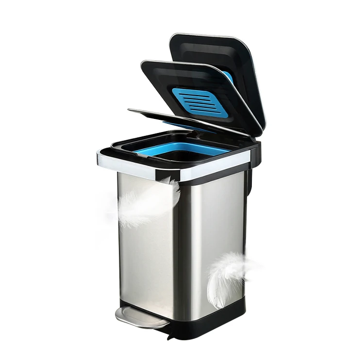 Latest Design Square Compression 20l Stainless Steel Garbage Compactor Kitchen Trash Can