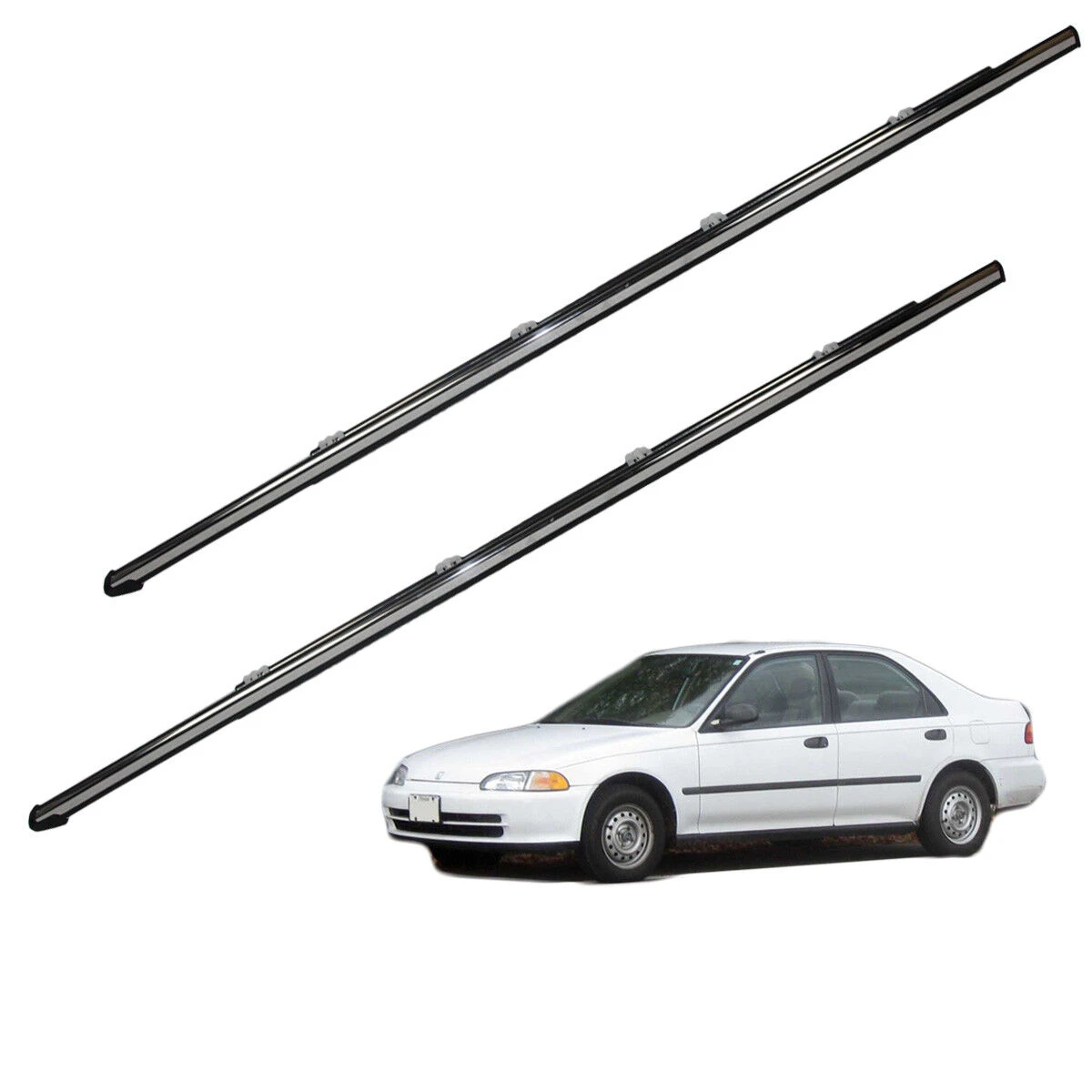 HY Weatherstrip Door Belt Rubber Outer Direct Replacement Window Chrome  Trim Glass 4 Pcs/set for Civic 92-95 HONDA