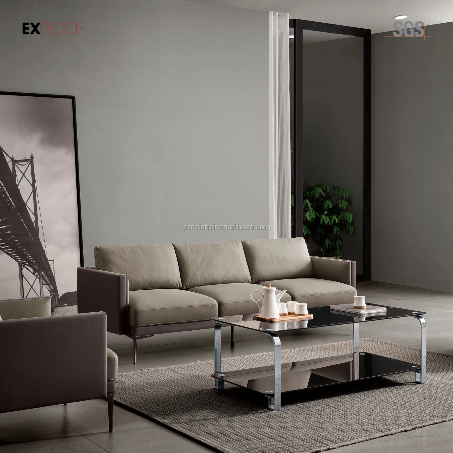 grey reception sofa