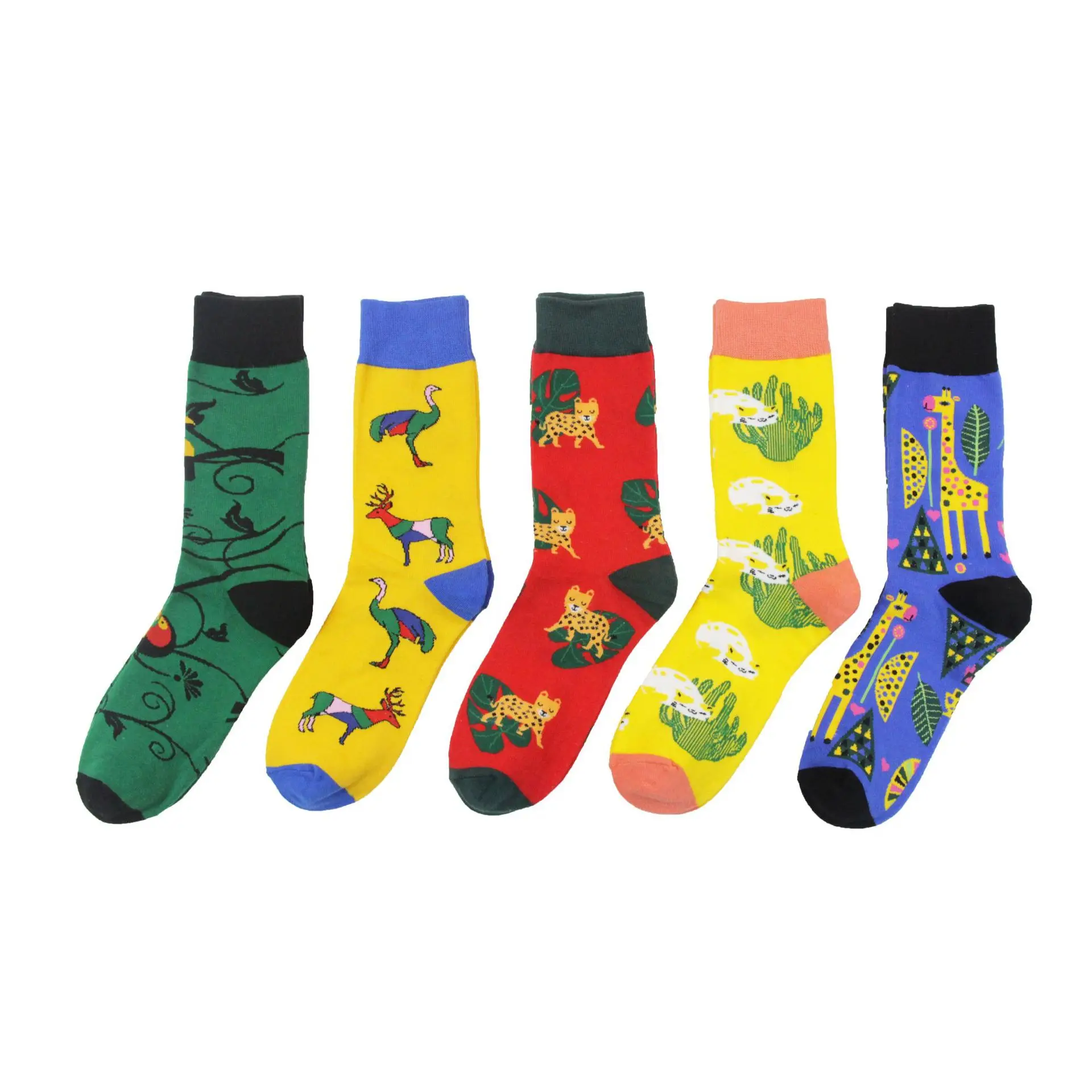 新设计男女皆宜的卡通棉时尚袜子五颜六色的快乐袜子