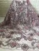 Latest fashion 3d flower lace fabric wholesale 100% polyester mesh lining woman clothing nigerian style french with beads stone