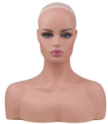 
Realistic manikin head bust PVC female dummy head with bust head mannequin for display wigs 