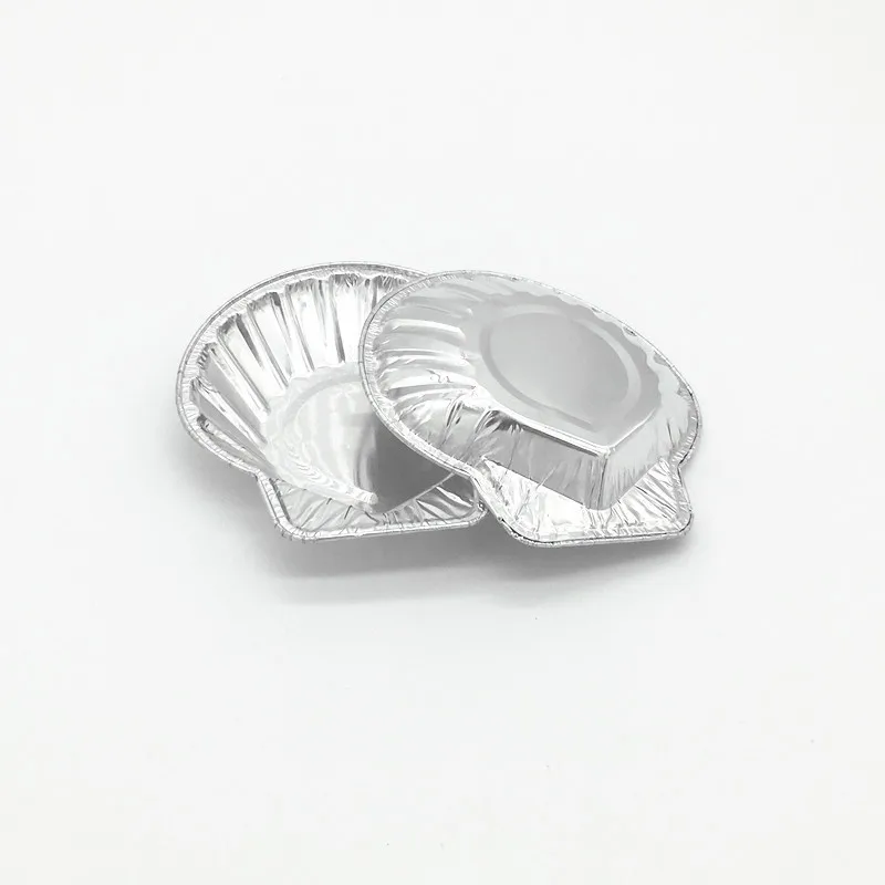 product qb42 contoured aluminum foil bowl shell shaped cake tray shaped pasta bowl stackable foil bowl-3