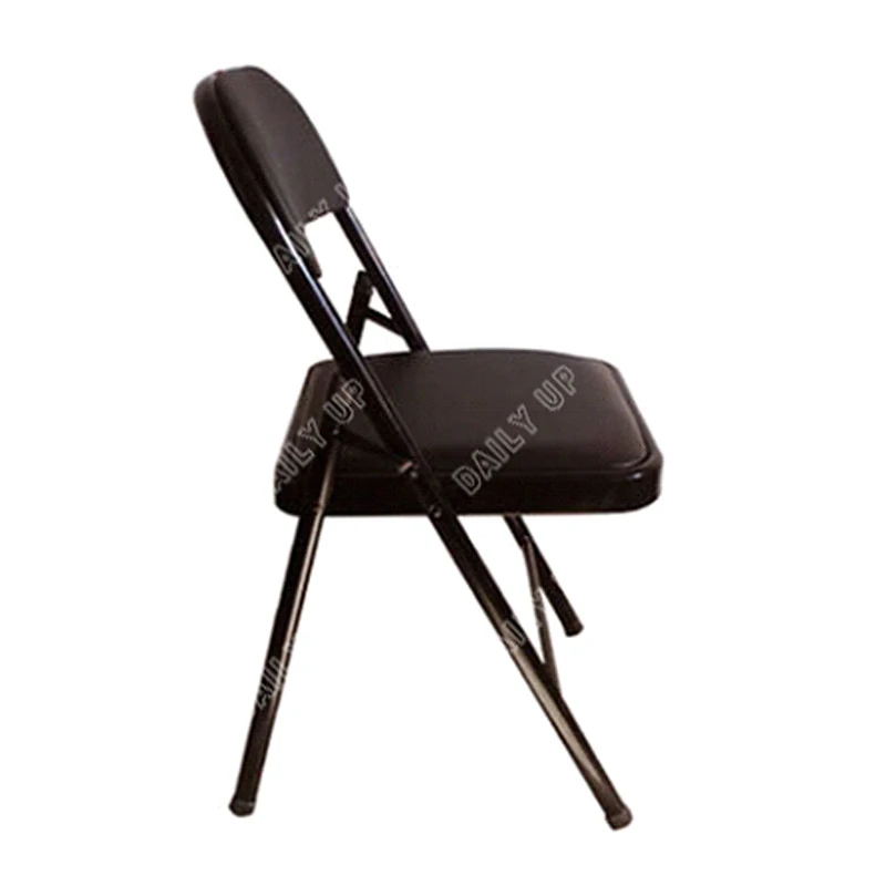 Black Pu Padded Folding Chair Leisure Metal Foldable Lobby Black Pu Padded Folding Chair Leisure
