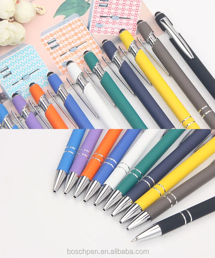 Promotion Soft Rubber Coated Ball Pen Aluminum Stylus Pen Touch Pen