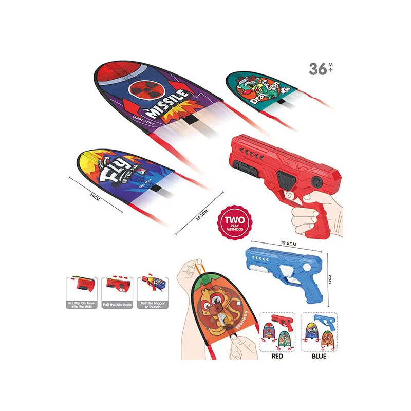 Sliding Kite Flying Toys Launcher Gun Toys Catapult Kite Beach Summer