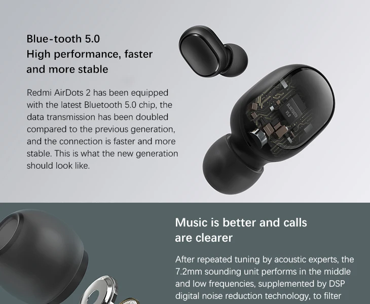 Global Version Xiaomi Mi True Wireless Earbuds Basic 2 Redmi AirDots 2 BT5.0 Headphones With Mic Handsfree Mi Earphone Earbuds - ANKUX.COM